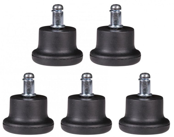 Amstyle Set de 5 glisante din plastic pentru podea / glisante pentru picioare pentru scaune de birou rotunde negru 11 mm, SPM1.915