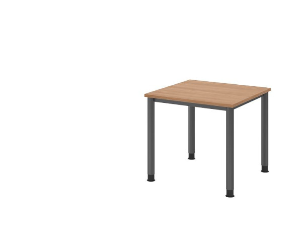 Psací stůl Hammerbacher HS08, 80 x 80 cm, deska: ořech, tloušťka 25 mm, 4nohý grafitový rám, pracovní výška 68,5-81 cm, VHS08/N/G