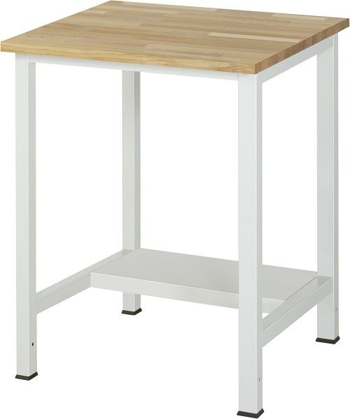 Τραπέζι εργασίας RAU series 900, W750 x D800 x H825 mm, πάγκος εργασίας από μασίφ οξιά, πάχος 25 mm, με ράφι στο κάτω μέρος, βάθος 320 mm, 03-900-3-B25-07.12
