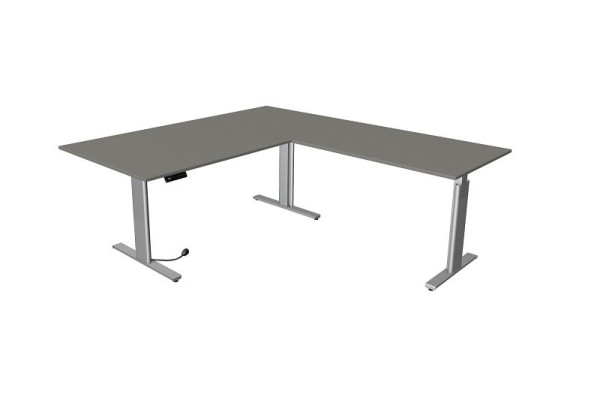 Kerkmann sidde/stå bord Move 3 sølv B 2000 x D 1000 mm med add-on element 1200 x 800 mm, grafit, 10235812