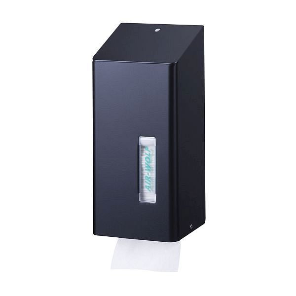Air Wolf toiletpapirdispenser til enkeltark, Omega-serien, H x B x D: 300 x 143 x 116 mm, matsort belagt rustfrit stål, 29-530