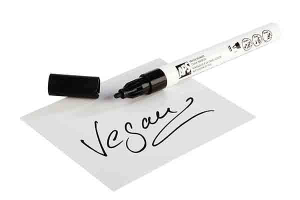 Długopis kredowy APS, Ø 1 cm, wysokość: 13 cm, szerokość linii: 2 mm, kolor: czarny, opakowanie: 2 sztuki, 71491