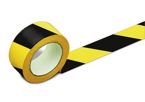 DENIOS podlahová vytyčovací páska, šířka 50 mm, žlutá / černá, PU: 2 role, 157-694