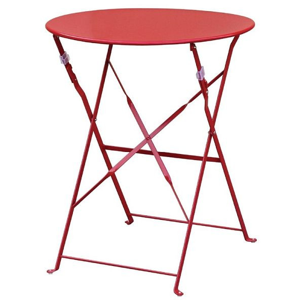 Bolero mesa de pátio dobrável redonda aço vermelho 60cm, GH560