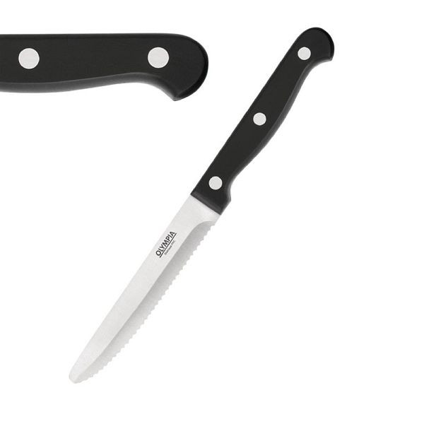 OLYMPIA bøfkniv med rund spids sort, PU: 12 stykker, CS716