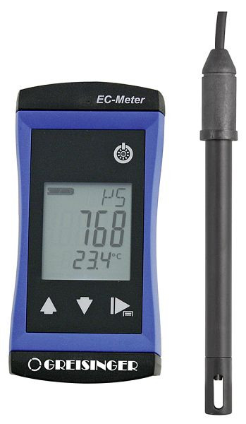 Greisinger G 1410 Dispositivo de medição preciso de ampla faixa para condutividade de até no máximo 100 mS/cm, incluindo célula de medição de grafite, 610006