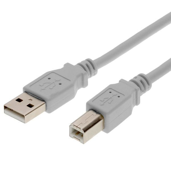 Helos USB 2.0 tilslutningskabel serie A til B, 3 m, grå, 11988
