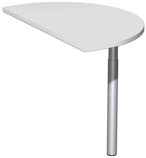 Półokrągły stół dostawny geramöbel ze stopą podporową, z materiałem łączącym, regulowana wysokość, 500x800x680-820, jasnoszary/srebrny, N-647006-LS