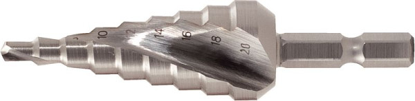 KS Tools 1/4" HSS stupňovitý vrták, průměr 4-12mm, 9 stupňů, 330.2381