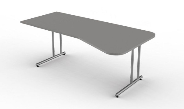 Kerkmann stůl volného tvaru s C-nohou, Start Up, Š 1950 mm x H 800/1000 mm x V 750 mm, barva: grafit, 11434912