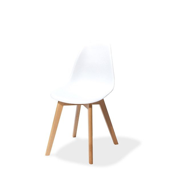 VEBA Keeve stapelstoel wit zonder armleuning, berkenhouten frame en kunststof zitting, 47x53x83cm (BxDxH), 505F01SW