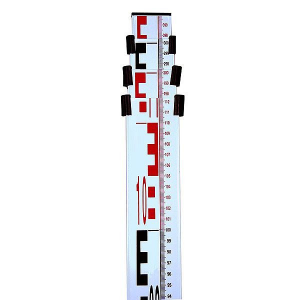 Teleskopická hliníková nivelační tyč proNIVO 4 metry, se stupnicí E a mm na přední straně, 201-06-804MME