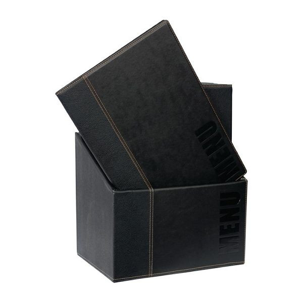 Dosare moderne de meniu Securit și cutie de depozitare A4 neagră, PU: 20 buc, U266