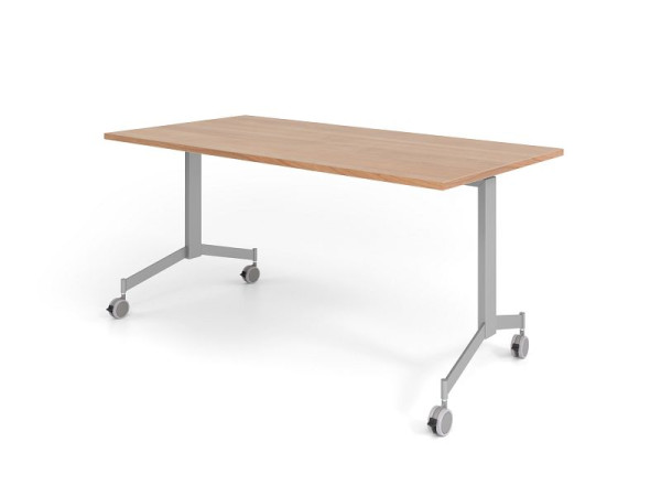 Hammerbacher pojízdný skládací stůl 160x80cm, ořech, deska stolu sklopná o 90°, VKF16/N/S