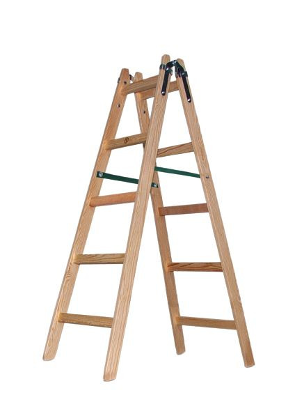 VaGo-Tools Houten ladder Ladder Trapladder 2 x 5 treden Dubbelzijdige vouwladder, HL-205_jv