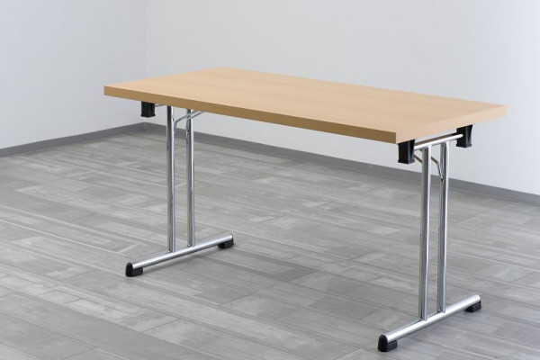 Stół składany Hammerbacher 138x69 cm rama buk/chrom, kształt prostokątny, VKL14/6/C