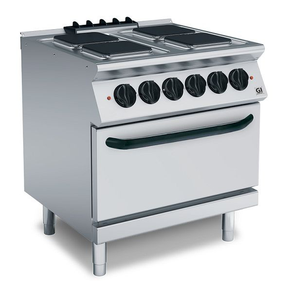 Ηλεκτρική κουζίνα Gastro-Inox 700 "High Performance" με 4 εστίες και ηλεκτρικό φούρνο Gastronorm 2/1, 80cm, μοντέλο όρθιας, 400V, 170.037