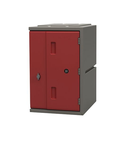 Lotz kunststof locker 600 Kunststof locker, hoogte: 600 mm, rode deur, draaigrendelslot, 221600-04