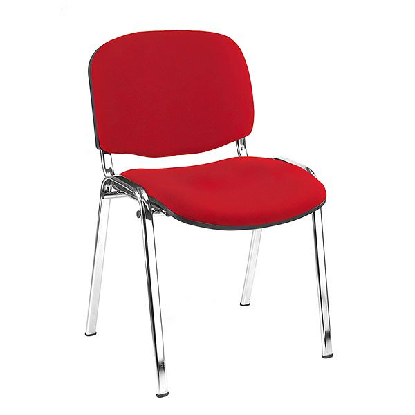 Lüllmann gestoffeerde stoel zonder armleuningen, verchroomd, 470/840 x 545 x 425 mm, rood, 220223