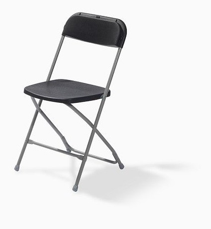 Krzesło składane VEBA Budget, szare/czarne, składane i sztaplowane, stalowa rama, 43x45x80cm (szer. x gł. x wys.), 50110
