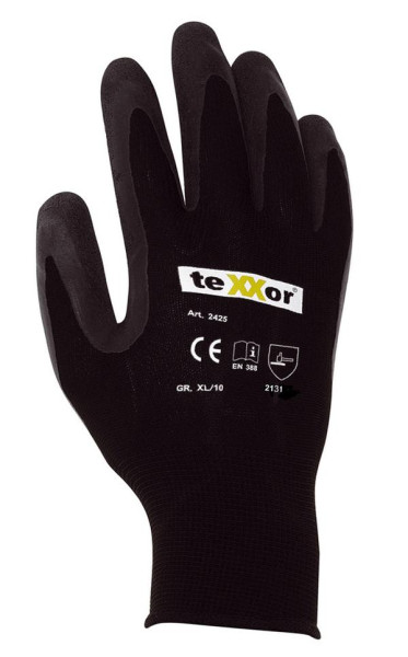 teXXor polyesterineulotut käsineet "LATEX COATED", koko: 10, pakkaus: 120 paria, 2425-10