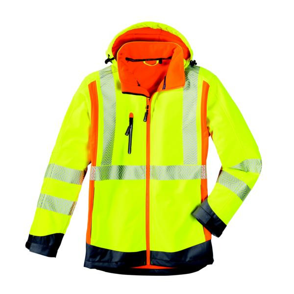 Jachetă softshell de înaltă vizibilitate 4PROTECT HOUSTON, mărime: L, culoare: galben strălucitor/portocaliu luminos/gri, pachet de 5, 3475-L