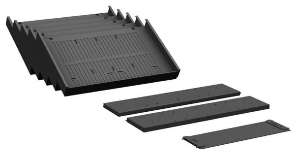geramöbel containeruitrustingsset voor metalen laden: 2 horizontale vakken, 1 langsvak, 5 schuine planken, zwart, S-530900-M