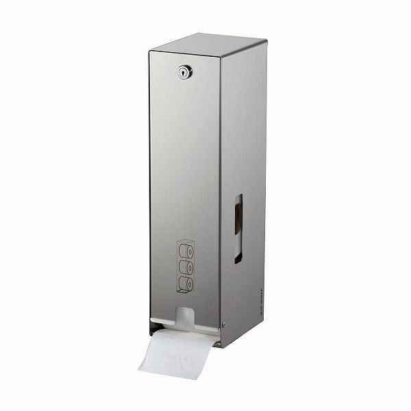 Air Wolf toiletpapirdispenser, Omicron II-serien, H x B x D: 423 x 116 x 148 mm, børstet rustfrit stål, 35-716