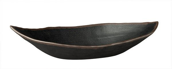 Miska na liście APS -MARONE-, 36 x 19 cm, wysokość: 8 cm, melamina, czarna, z brązową krawędzią, 0,9 litra, 84101