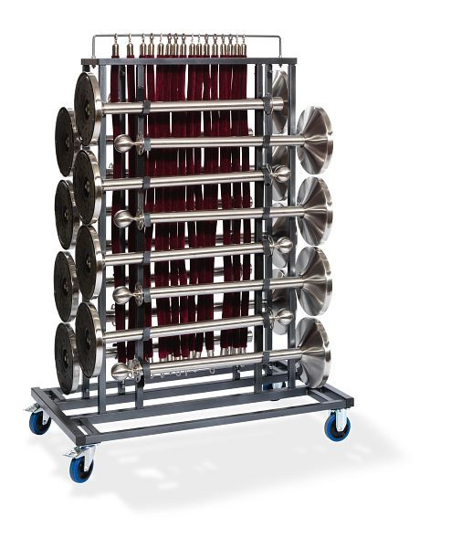 Cărucior de transport VEBA Elegance pentru 16 stâlpi de barieră și cabluri de barieră, finisaj ciocan, 129x76x180cm (LxPxH), T91000