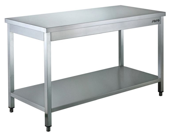Saro rozsdamentes asztal, alsó lappal - 600 mm mélység, 600 mm, 600-1100