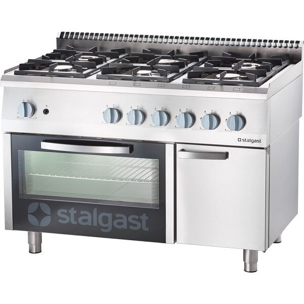 Stalgast gasfornuis 6 branders met oven serie 700 ND - G20, 6 branders (3.5 + 2x5 + 2x7 + 9), SL33623SE