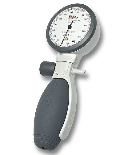 ERKA bloeddrukmeter met enkele manchet groene manchet SMART snelset, kleur grijs, in zak met ritssluiting Switch 2.0 SMART, maat: 1-6, 293.71193