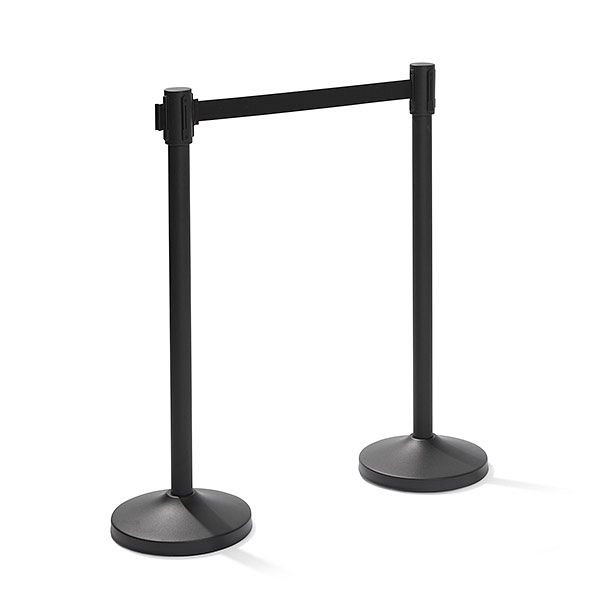 Stâlp barieră VEBA Negru cu centură neagră, lungime barieră 200 cm, bază Ø 32 cm, stâlp Ø 5 cm, înălțime 99 cm, 8,5 kg, 10104BL