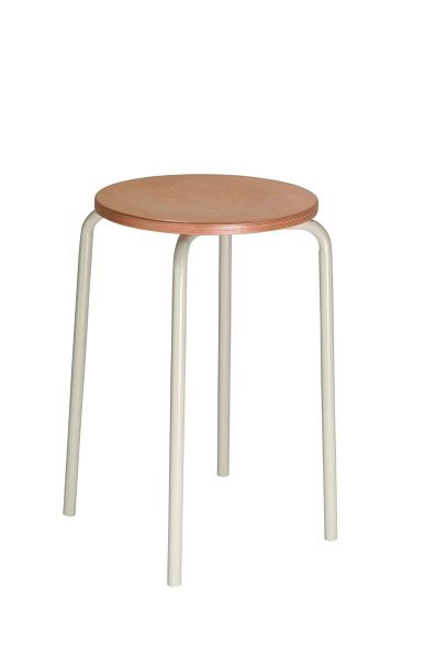 Stohovací stolička Lotz, sedák buk ø 350 mm, výška sedáku 500 mm, světle šedý rám, 3250,22