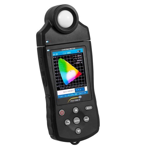 Espectrômetro PCE Instruments, temperatura de cor CTT, tabela de cores padrão, comprimento de onda, RGB, PCE-CRM 40