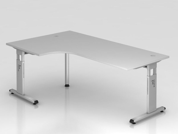 Hammerbacher úhlový stůl C-noha 200x120cm 90° šedá/stříbrná, tvar úhlu 90°, možnost montáže vlevo nebo vpravo, pracovní výška 65-85 cm, VOS82/5/S
