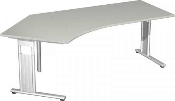 biurko geramöbel 135° lewe stała wysokość, stopa C flex, 2166x1130x720, jasnoszary/srebrny, S-618315-LS