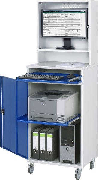 RAU számítógépes szekrény, mobil, 650x1895x520 mm, 07-650-M65-MG2F.11