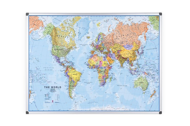 Magnetyczna mapa świata Maya Bi-Office 120x90cm, MAP0100802