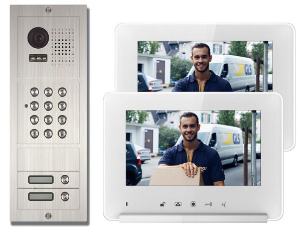 Anthell Electronics 2-serie pincode kleuren video deurtelefoon set met beeldopslag, met 2x 7" monitor, M2D1-690S1-2