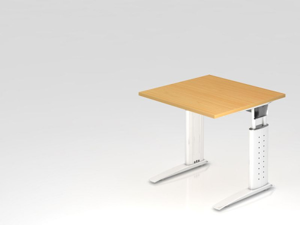 Hammerbacher skrivebord C-fod 80x80cm bøg/hvid, arbejdshøjde 68-86 justerbar, VUS08/6/W