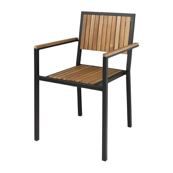 Krzesła Bolero ze stali i drewna akacjowego z podłokietnikami, opakowanie: 4 sztuki, DS151