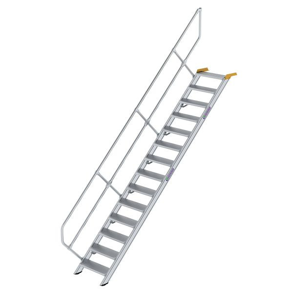Schody Munk Günzburger Steigtechnik 45° šířka schodu 600 mm 14 schodů hliníkové drážkované, 600254