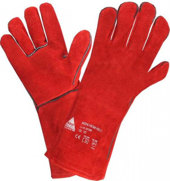 Hase Safety MÜHLHEIM-czerwone, rękawice ochronne dla spawaczy, rozmiar: 10, opakowanie jednostkowe: 6 par, 301000
