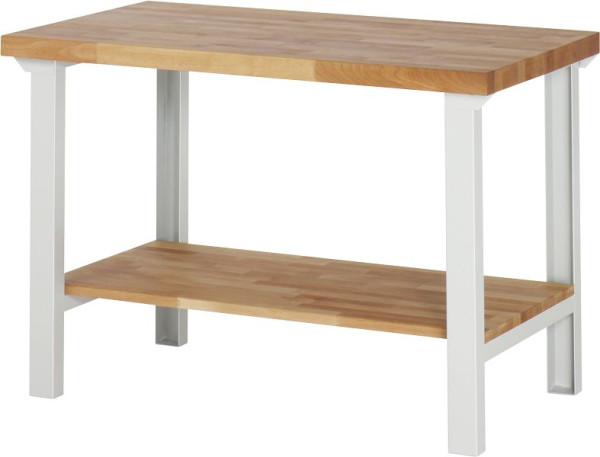 Stół warsztatowy RAU seria 7000 - konstrukcja modułowa, półka z litego drewna bukowego, 1250x840x700 mm, 03-7000-7-127B4S.12