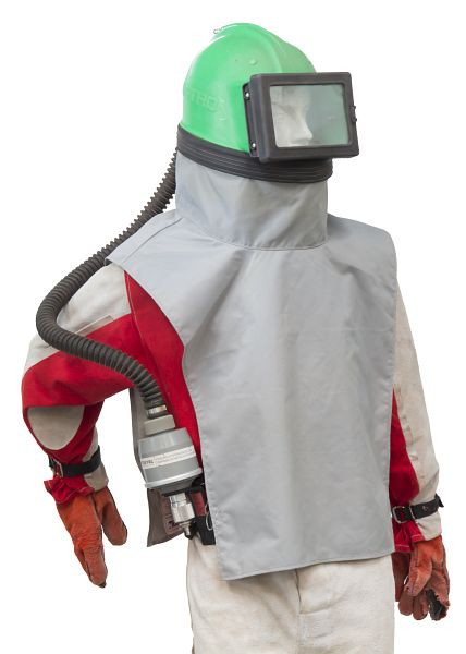 ELMAG beskyttelsesmaske (hjelm) komplet type 'Astro' M06 til sandblæsningsmaskiner, inklusive hoftesele med kontrolenhed og aktivt kulfilter, 22380