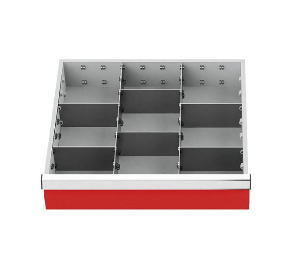 Inserție sertar Bedrunka+Hirth, seria T500-4, șine pentru compartimentul din mijloc, cu 6 separatoare, pentru înălțime 100 mm, 146-139B