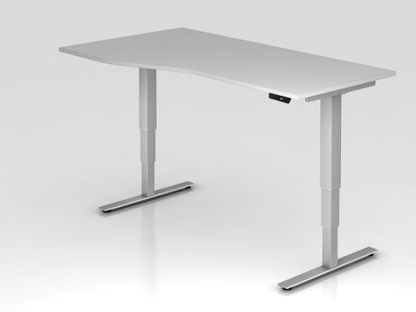 Hammerbacher elektrisk sidde-stå skrivebord 180x100/80cm grå, friform, kan monteres til venstre eller højre, VXDSM18/5/S