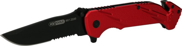 KS Tools összecsukható kés zárral és szíjvágóval, 907.2220